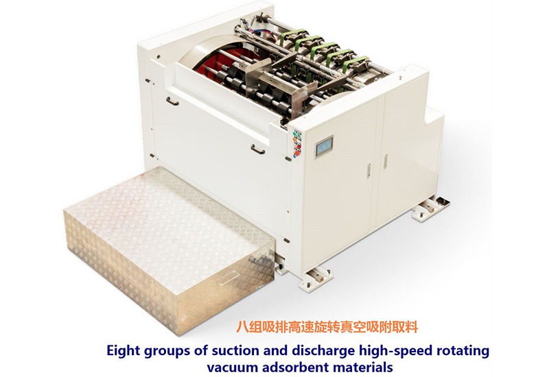 Eight groups of suction and discharge high-speed rotating vacuum adsorbent materials 